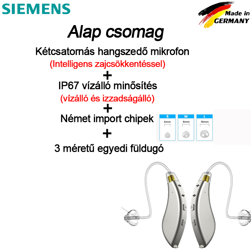 [Alapmodell] Több hangfeldolgozási funkciót integráló német import chip + IP67 vízálló szint, vízálló és izzadságálló + kétcsatornás hangszedő mikrofon zajcsökkentő feldolgozási funkcióval + 3 különböző méretű független füldugó (ajánlott bővített modell, átfogó funkciók A továbbfejlesztett modellek jobbak lehetnek optimalizálva és helyreállíthatja a hallását)