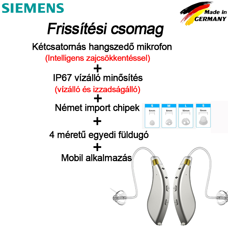 [Frissített modell] Németországból importált chip, több hangfeldolgozási funkciót integrálva + IP67 vízálló szint, vízálló és izzadságálló + kétcsatornás hangszedő mikrofon zajcsökkentő feldolgozási funkcióval + 4 különböző méretű független füldugó + mobiltelefon alkalmazások alapfunkciói